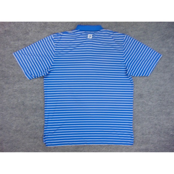 Footjoy Shirt Mens Large Blue White Stripe Golf Polo Knit Stretch - Picture 3 of 9